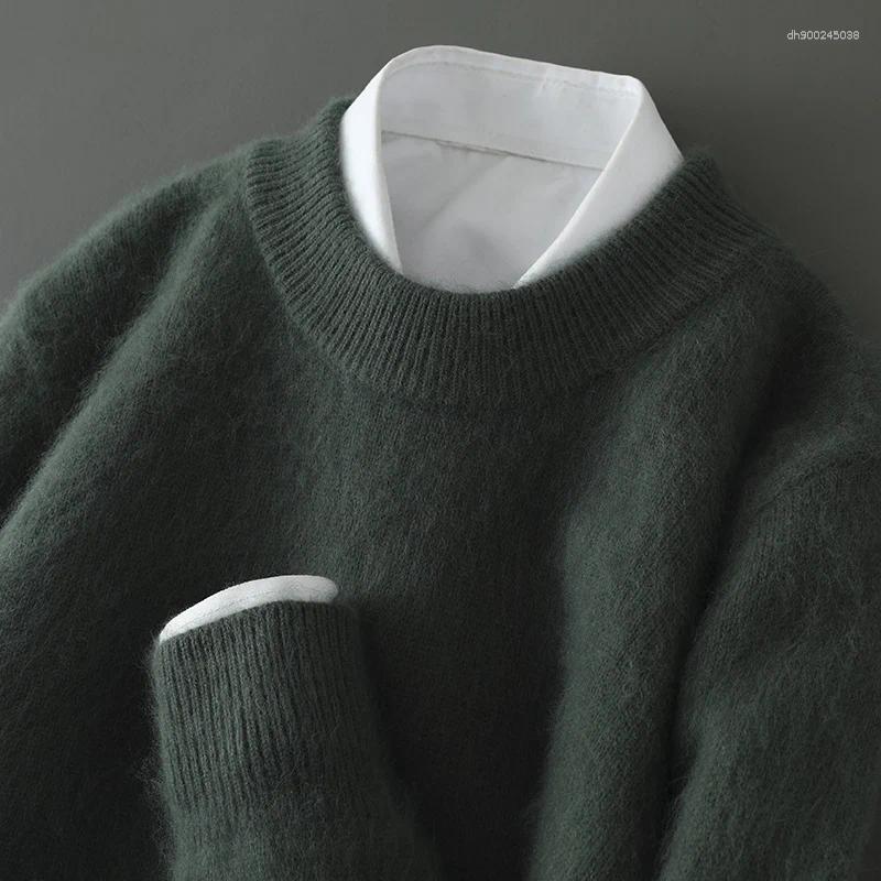 Men's Sweaters "Men's Pure Mink Cashmere Thickened Knit Sweater Winter Warm Semi-Turtleneck Pullover Casual Long Sleeve Clothing