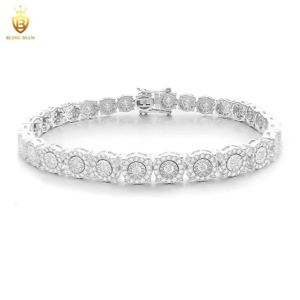 High Quality Hip Hop Hand Cut 925 Sterling Silver VVS Moissanite Cuban Link Chain 7mm Bracelets for Women