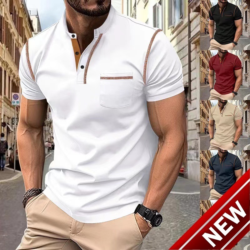 2024 Summer New Mens Short sleeved T-shirt Quick drying Casual Polo Shirt