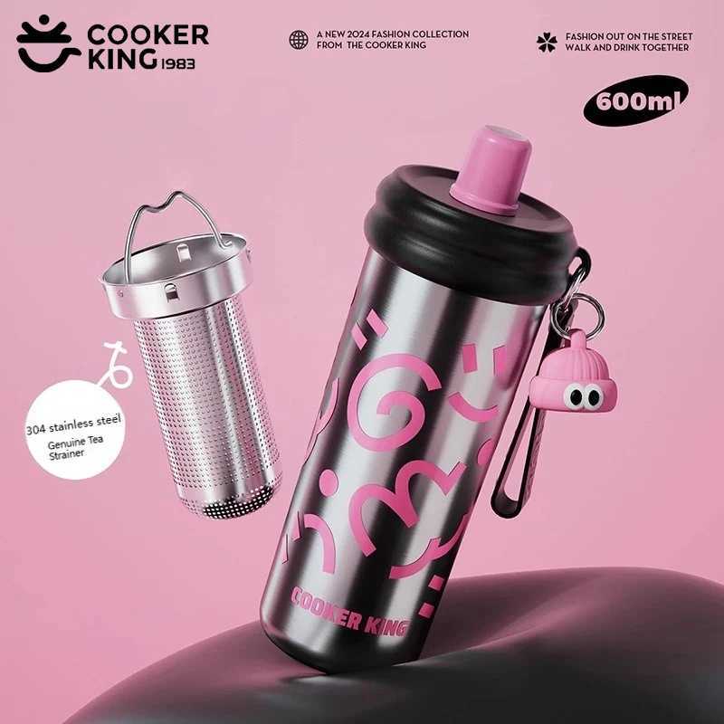 Fashionable cup 600ml Straw Insated Cup Stainless Steel Thermos Cup with Tea Strainer ColdHot Vacuum Flask Students Girls Gift Y251110