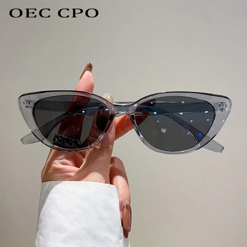 OEC CPO Small Frame Cat Eye Sunglasses for Women Fashion Leopard Color Shadow UV400 Trend Glasses Men 250410