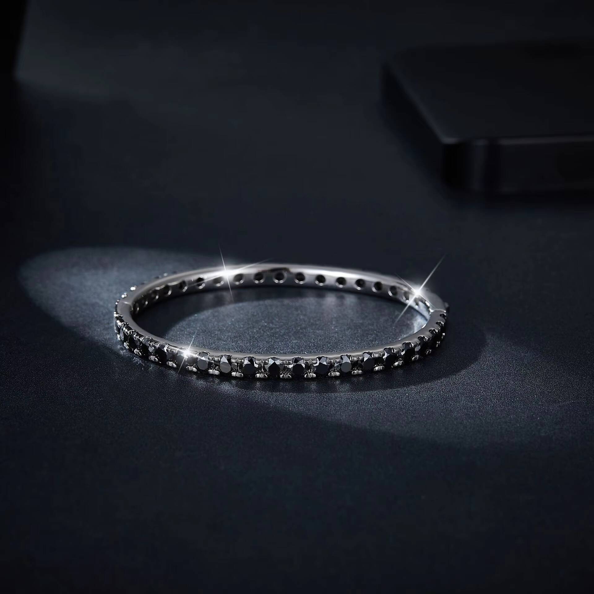 Fine Jewelry Anklets Bangle White Gold Plated 18k White Glod Iced Out Black Moissanite Tennis Bracelet for Men Women