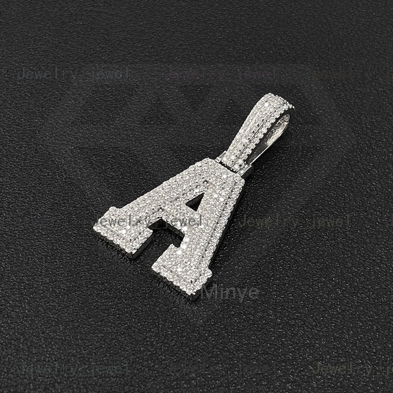 Newest Custom Hip Hop Iced Out Letter Pendant Necklace S925 Sterling Silver Moissanite Pendant