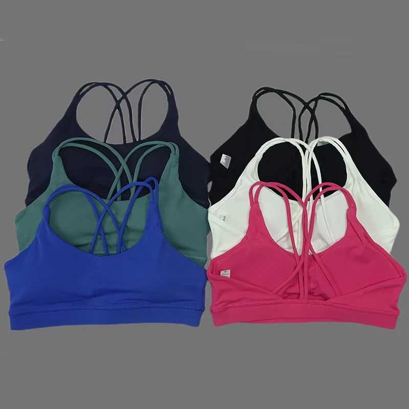 Solid color soft womens yoga bra tight fitting fitness and gathering high-strength shock-absorbing fitness running and cycling sports braXJ250410