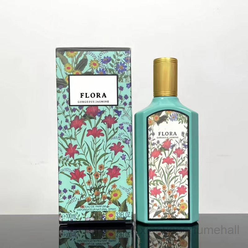 Cologne Stock Brand Flora GORGEOUS JASMINE Perfumes For Women 100ml Woman Sexy Fragrance Spray EDP Parfums Royal Essence Wedding Perfume QO10