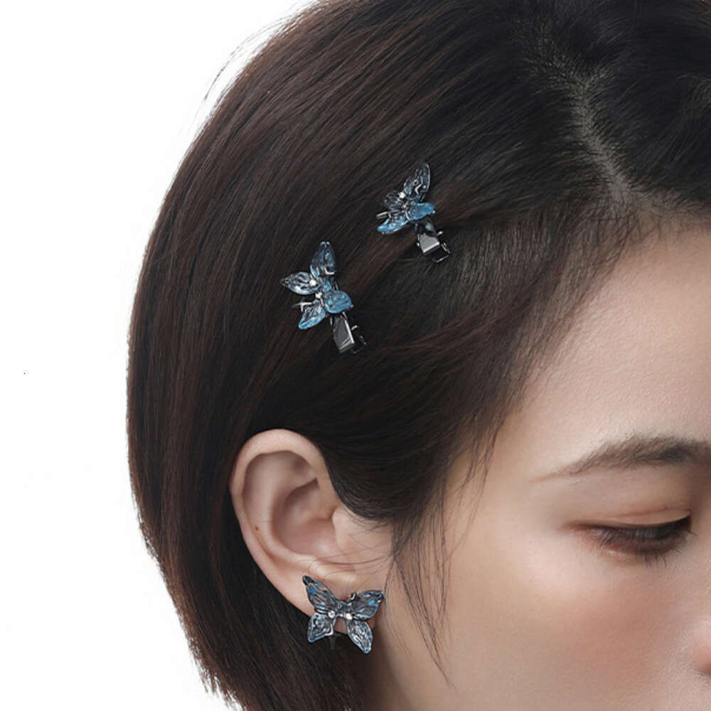 DHcollections New Blue Butterfly Fashion Commuting Side Bang Clip High-End Original Design Fresh Sweet Hair Accessory