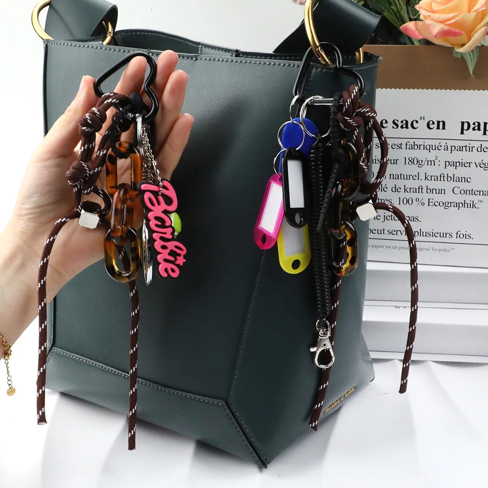 Trendy Colored Rope String Bag Charms Braided Straps Bag Decorations Multipurpose Rope Fashion Bag Keychain 251110