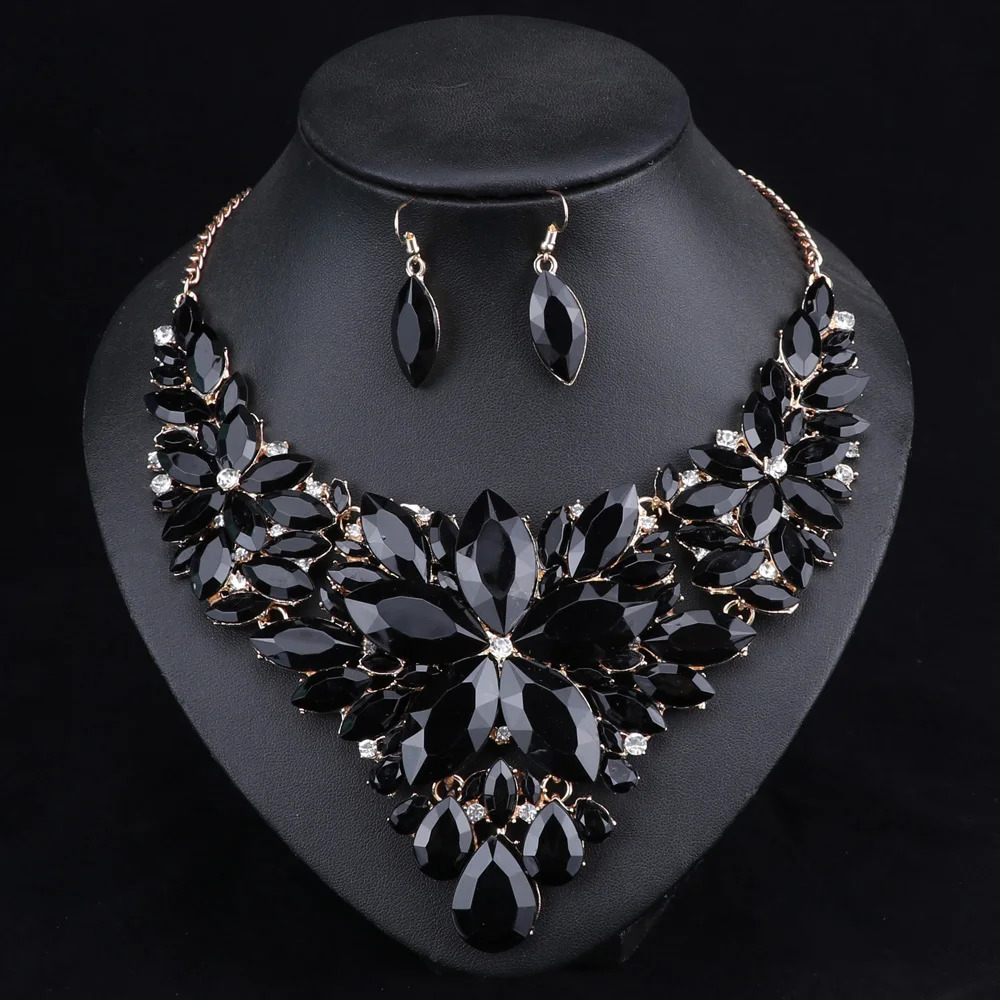 Fashion Crystal Jewelry Sets Bridal Necklace Earrings Sets Wedding Party Jewelery Dress Jewellery Decoration Accessories 250409