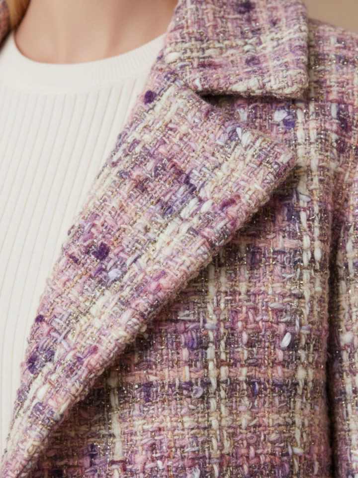 Elegant Plaid Women Woolen Overcoat Single Breasted Autumn Winter Outdoors Occasion Warm Custom Made