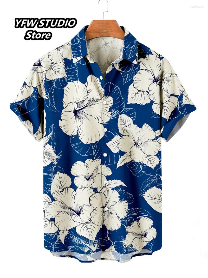 Men's Casual Shirts Hawaiian 3D Printed Shirt Vacation Short Sleeve 2025 Summer Beach Style Collar Button Up