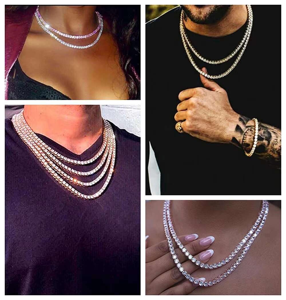 Heapest Price Hip Hop 925 Sterling Silver 2mm 3mm 4mm 5mm 6.5mm VVS Moissanite Diamond Necklace Moissanite Tennis Chain