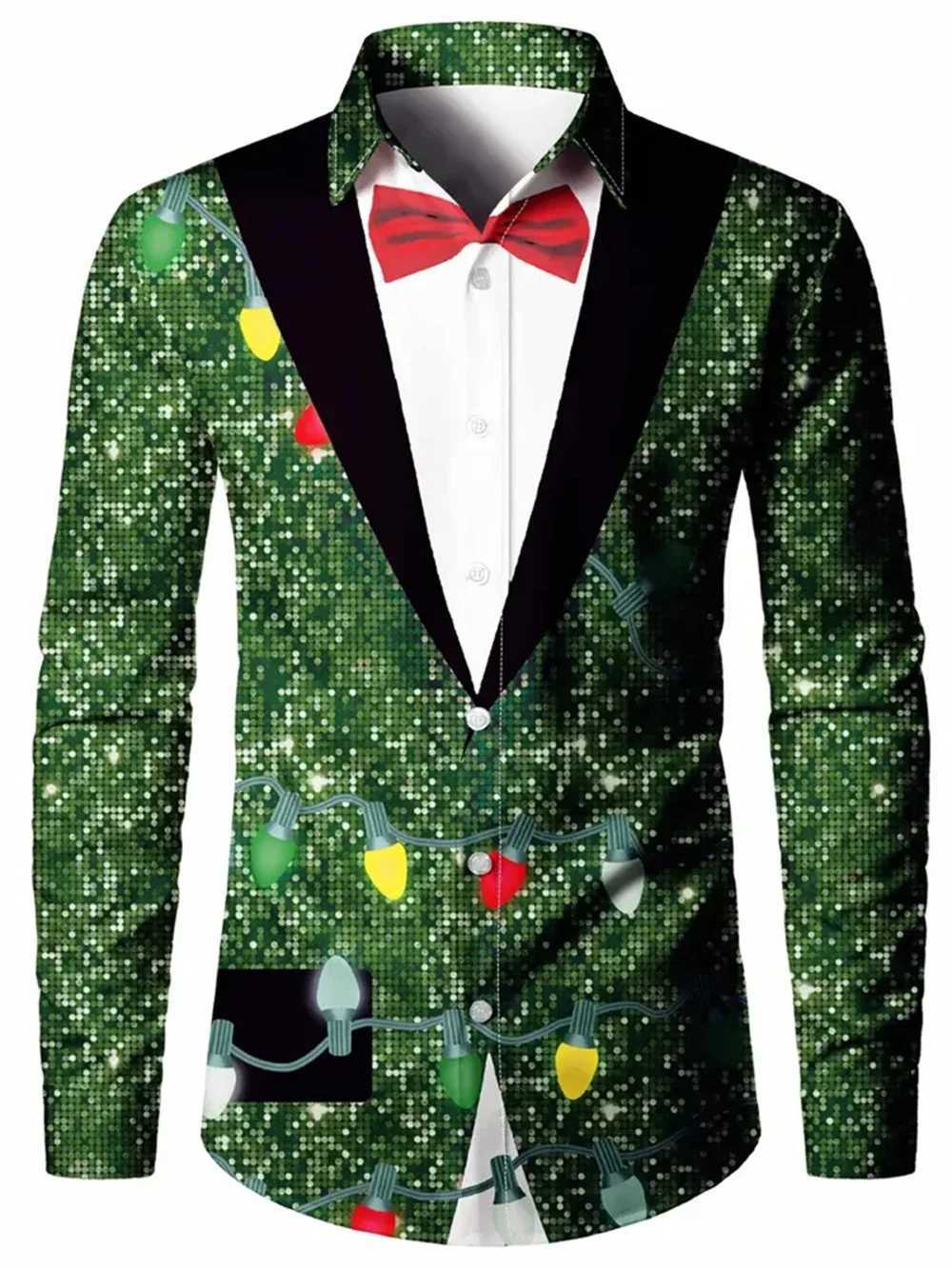 mens Long Sves shirt Christmas tree white snow 3D print Christmas classic style long sved Shirt fashionable mens shirt Q251110