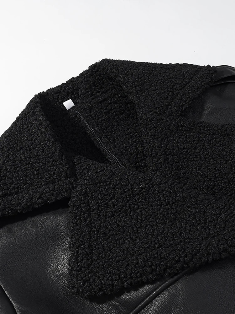 European style womens fashion versatile temperament simple lapel long sleeve with belt fur coat 251110