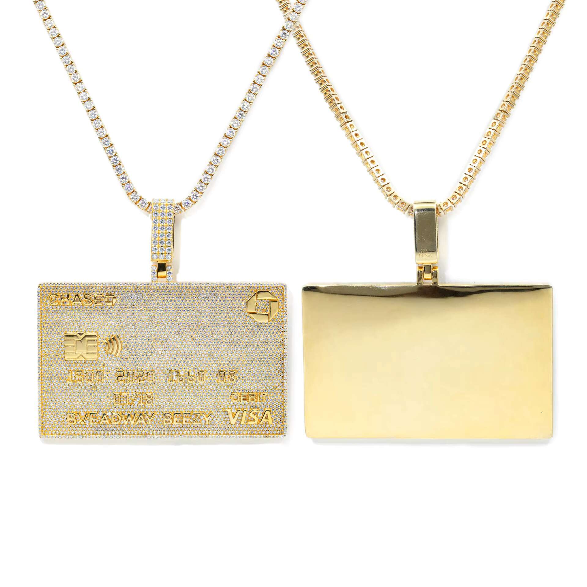 Custom Charms 3 Personality Bank Card Hip Hop Pendant 925 Silver Moissanite Pendant Charmsfor 10mm Chain