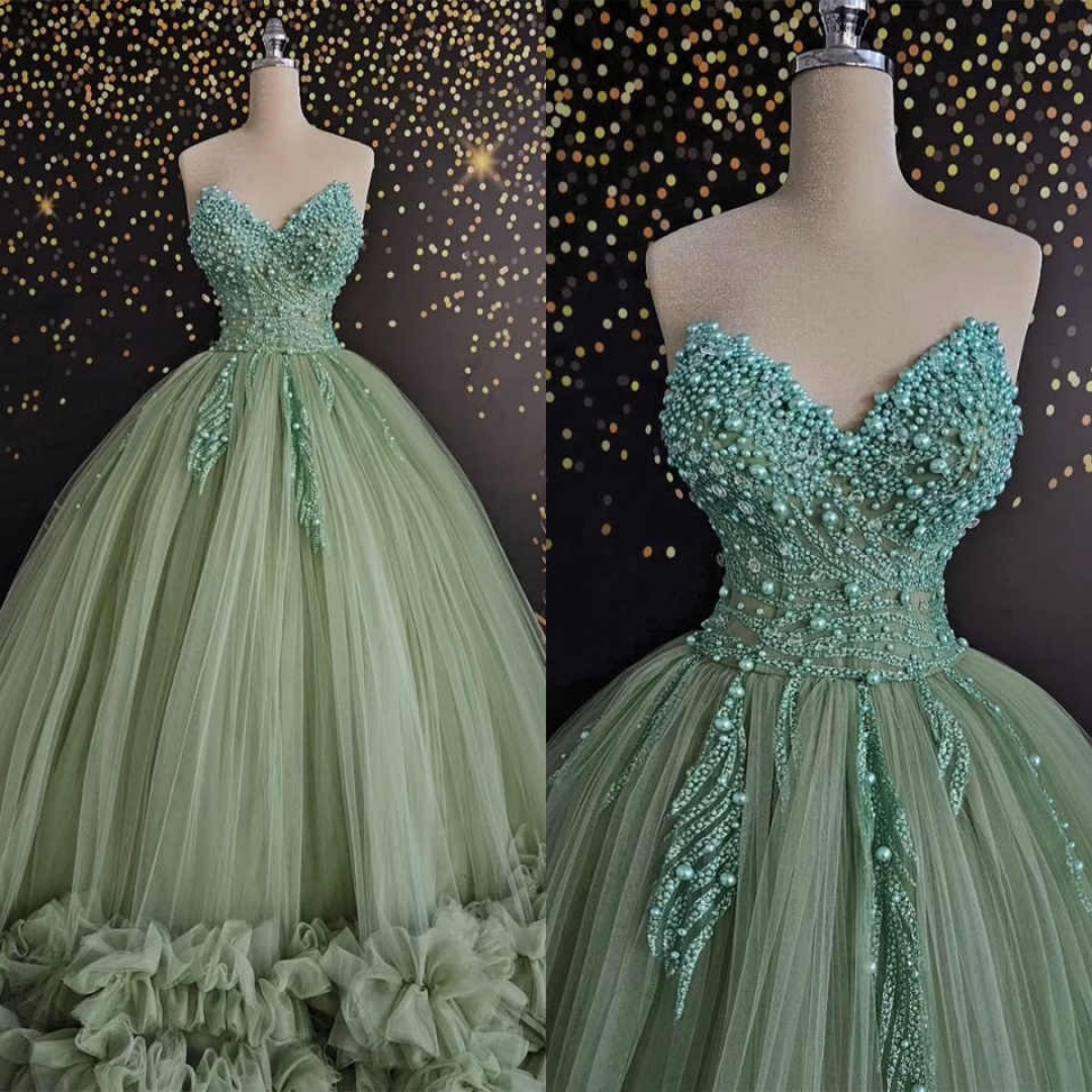 Exquisite Pearls Ball Gown Wedding Dresses Sweetheart Sleeveless Wedding Dresses Beadeds Formal Party Customized