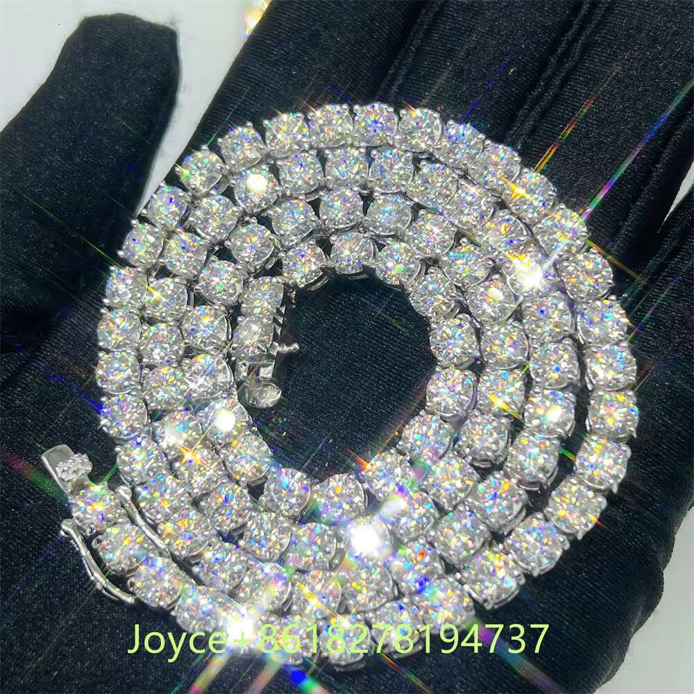 2022 Fashion New Design Necklace 925 Sterling Silver 5mm Vvs Moissanite Tennis Chain