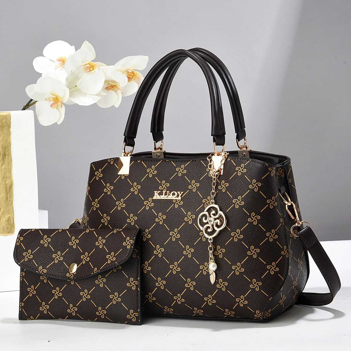 Elegant Print Tote Bag For Women PU Leather Shoulder And Crossbody Bag K251110