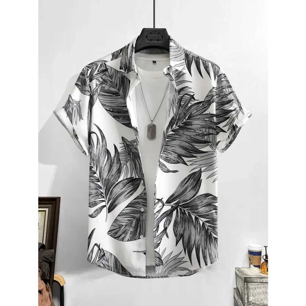 Leaf Tropical Mens Resort Hawaii 3D Printed Shirt Outdoor Vacation Beach Summer Lawn Short Sleeve Spandex Hawaiian Shirt X250410