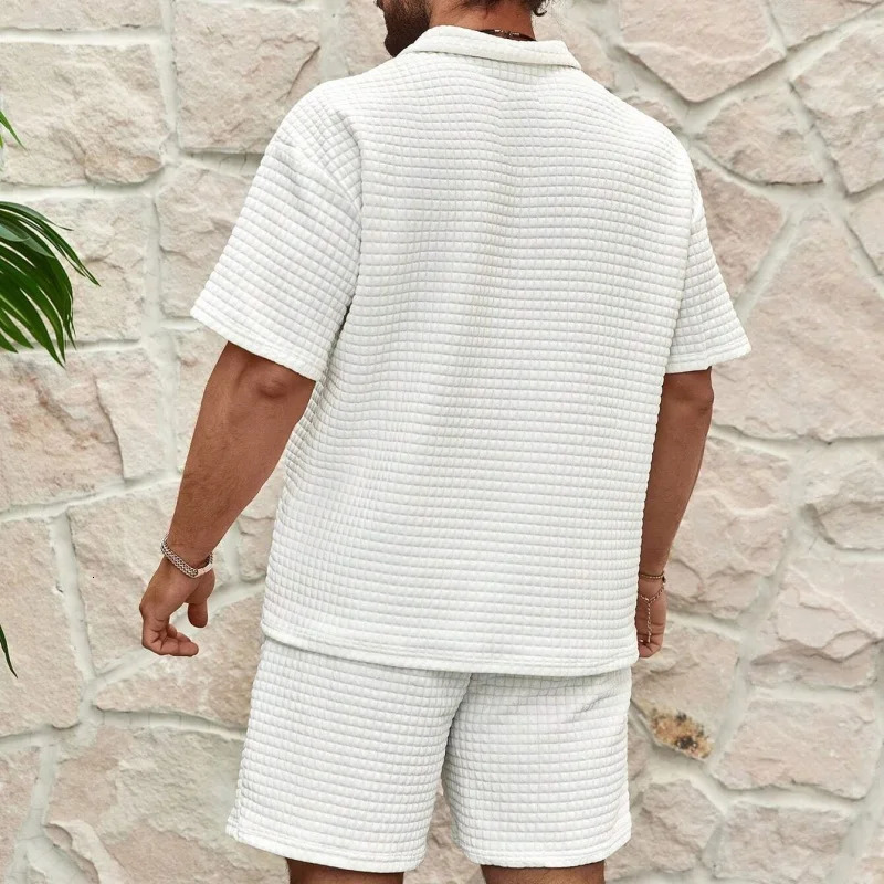 est Mans set Trend Fashion short sleeve Fitness T-shirtsports shorts Men suit Two pieces Solid Color running tracksuit 250409