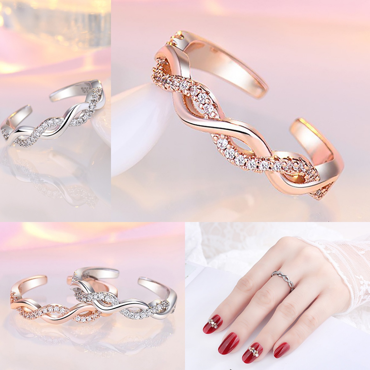 Luxury Rings Designer Women Moissanite Ring for Luxury Jewelry Women Romantic Star River Wrapped Open Ring for Women Braided twist jewelry ring