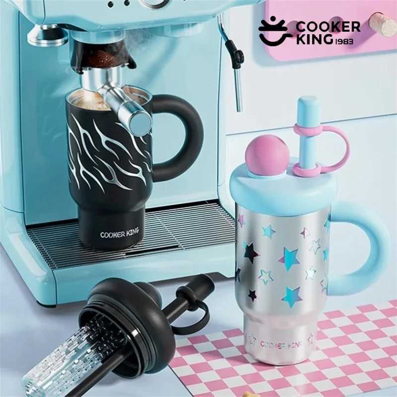 Fashionable cup 730ml Insated Bottle Stainless Steel Thermos Cup with StrawHandle Leak-proof Thermal g Portable Drinkware Cup Y251110