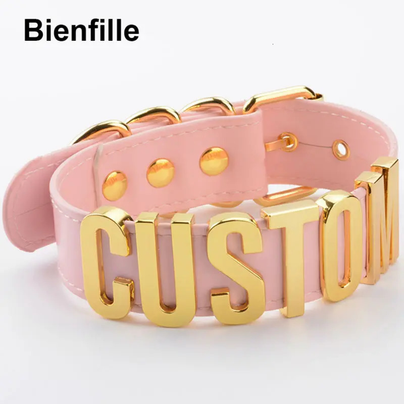 Romantic Gift Customized Choker Collar Necklace PU Leather Custom Personalized Name Choker Cosplay Choose Letters Necklace Women 250409