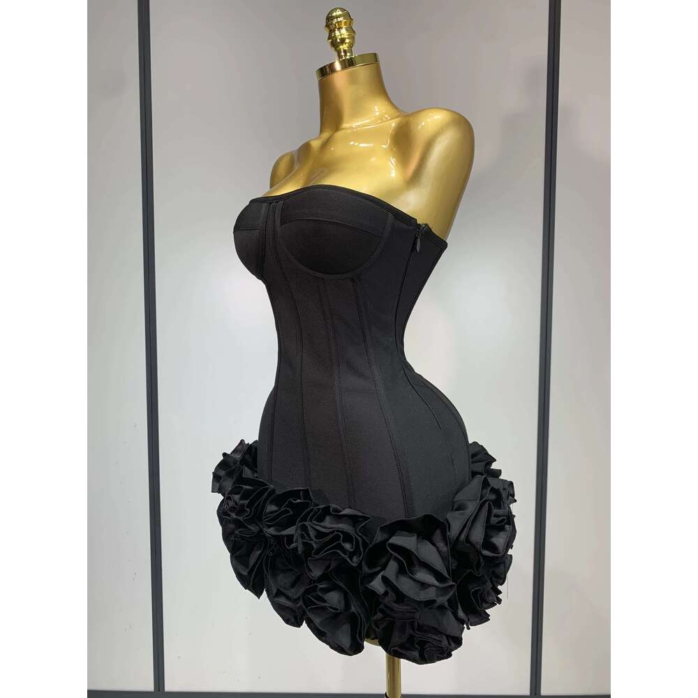 Women Evening Bandage Dress Strapless Bodycon Wers Mini Celebrity Sexy Birthday Party Dresses Photo Shoot Nightclub Outfit