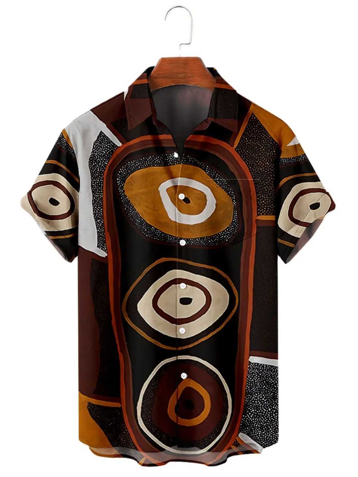 2024 5XL Hawaiian Mens Shirt Color Stripe Camissa Short Sleeve Mens Casual Top Oversized T-shirt X250410