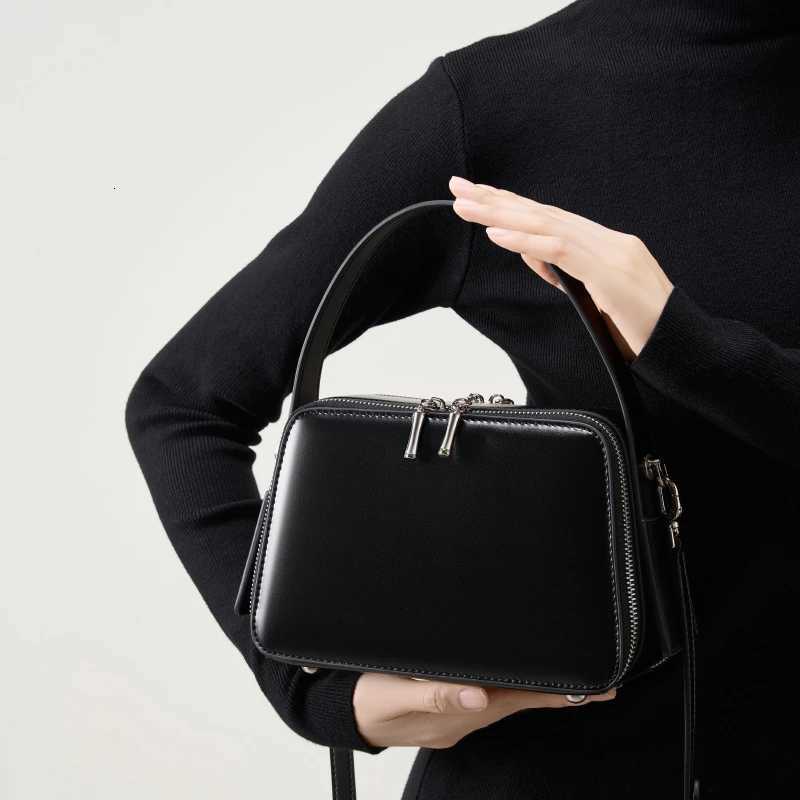 Hifashion Cowhide Genuine Leather Boxy Small Tote Handbags For Women 2025 Luxury Designer Square Ladies Shoulder Crossbody Bags K251110