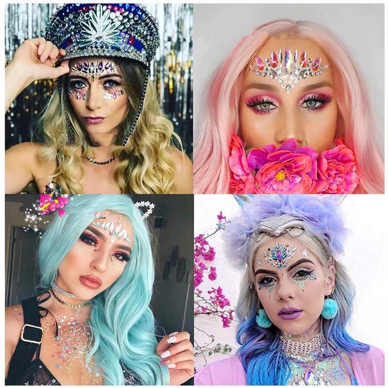 3D Sexy Facial Tattoo Crystal Stickers Temporary Tattoo Flash Fake Tattoo Rhinestone Makeup Womens Party Facial Jewelry Tattoo W250410