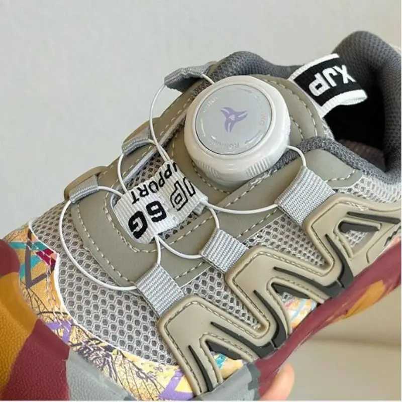 Childrens Outdoor Sports Shoes 2025 Autumn New Rotating Buckle Boys Outdoor Mountaineering Shoes Girls Soft Sole Fashion CasuT251110