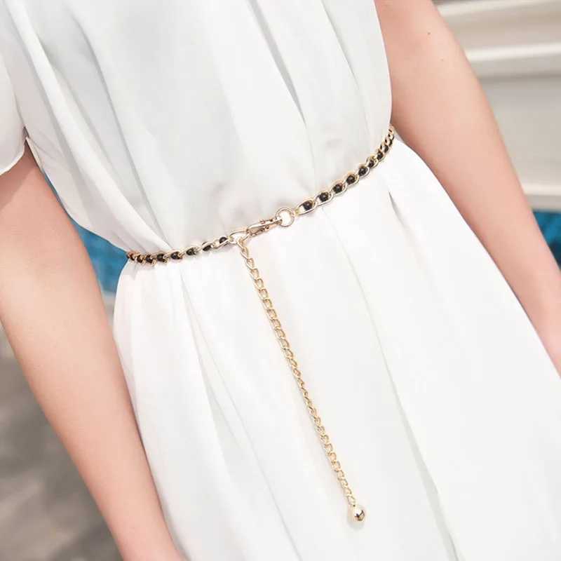 Metal Ball Pendant Waist Chain Text Thin Belt Gold Silver Long Girl Fem Belt Used for Dresses Leather Decorations Belts X250410