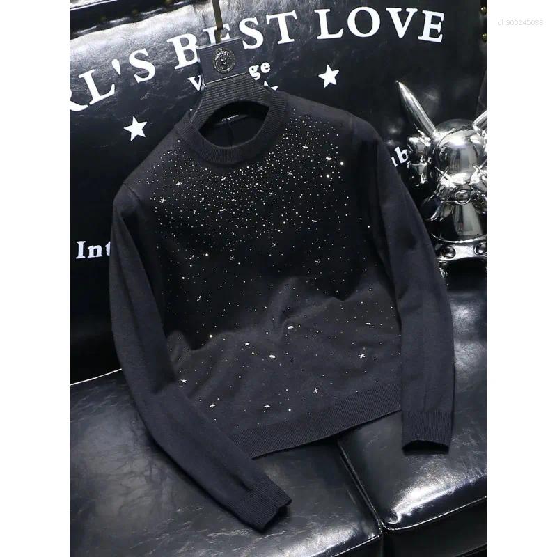 Men's Sweaters Autumn Winter Slim Fit Youth Personalized Sweater Bottoming Shirt Trendy Diamond Round Neck For Men