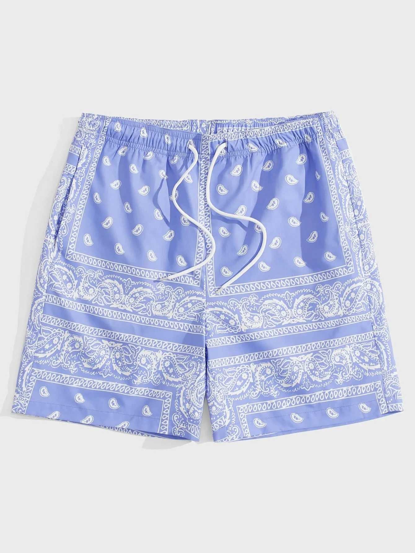 Trend Bandana Graphic Beach Shorts Mens Summer Fashion 3D Printed Swimming Shorts Loose Casual Street Clothing Hawaiian Shorts X2504105
