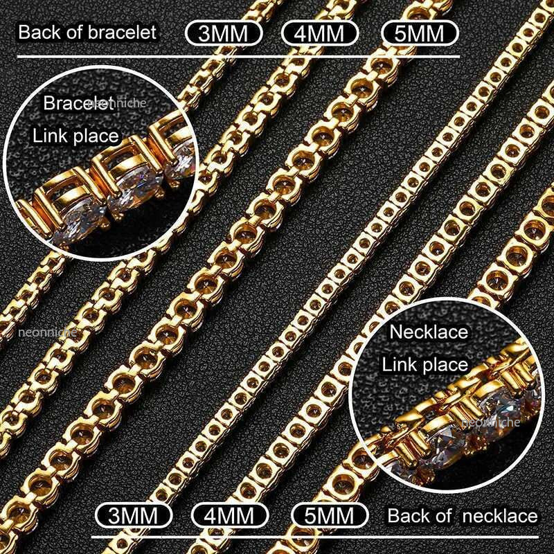 Gold Sier VVS Moissanite Iced Out Chains Dia Cluster Tennis Chain Necklace for Mens Womens 3mm 4mm 5mm AAA
