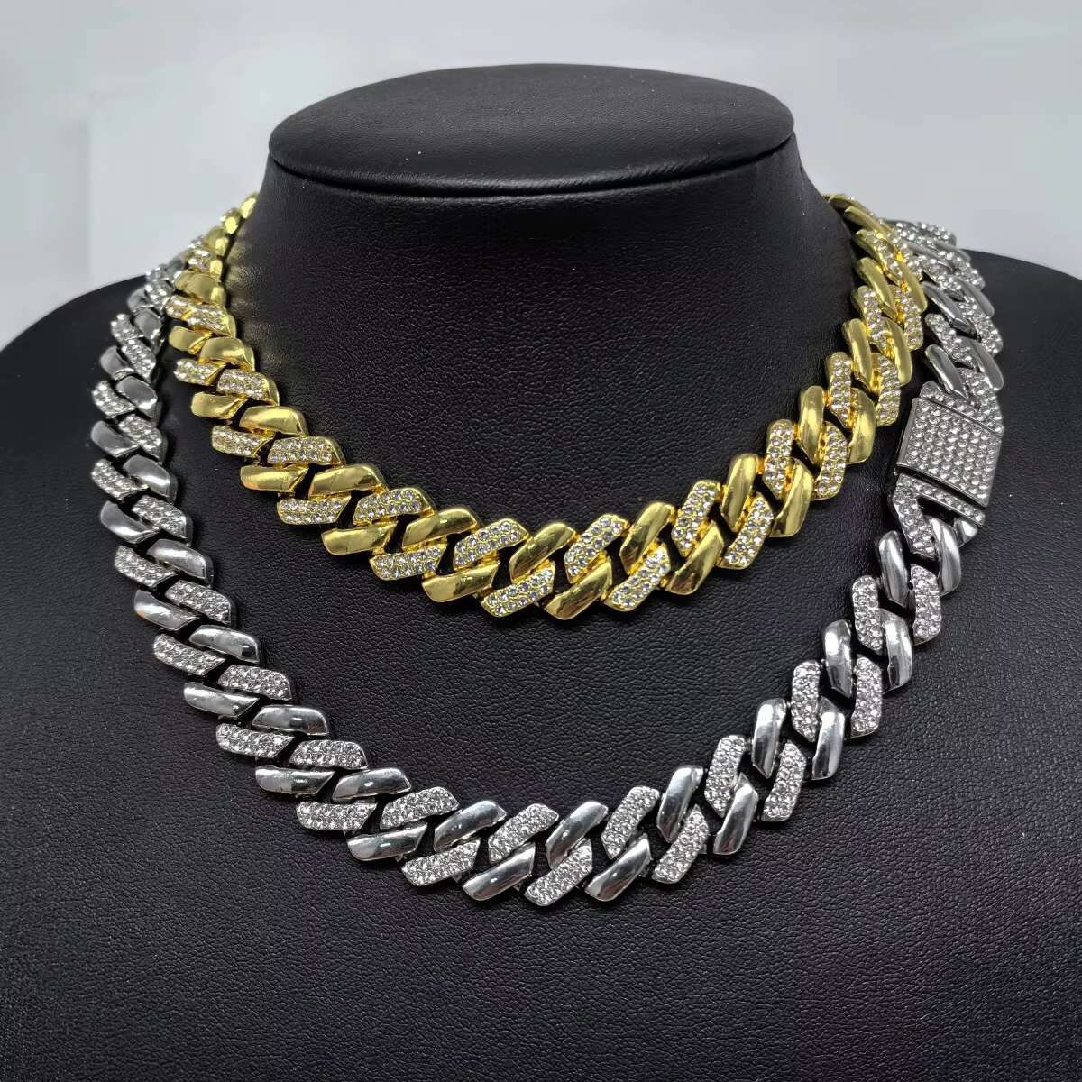 Manufacturer's Hot Selg High-quality Fashionable Hip-hop Stainless Steel Full Dia 14mm Cuban Chain Bracelet Necklace