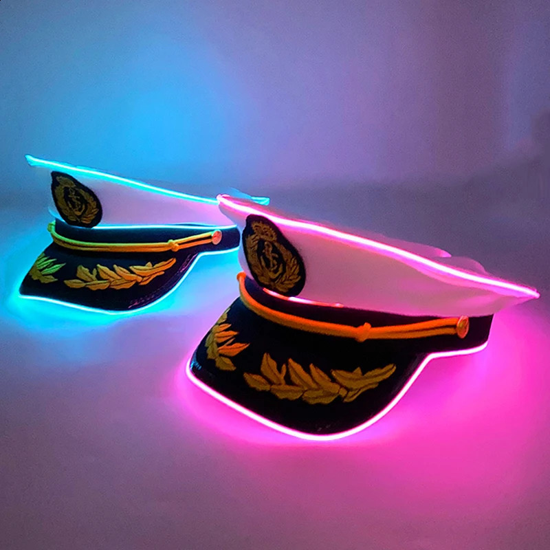 Cool Luminous Navy Hat Holiday Glow Supplies Adult Headgear Hat Glow LED Hat For Night Party 250410