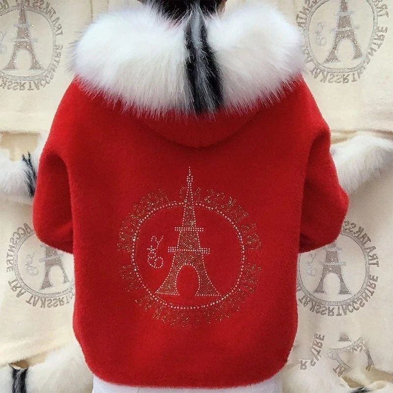 Autumn And Winter Warm Solid Color Thick Hooded Mink Fur Coat With Rhinestone Collar Womens Top Cardigan 251110