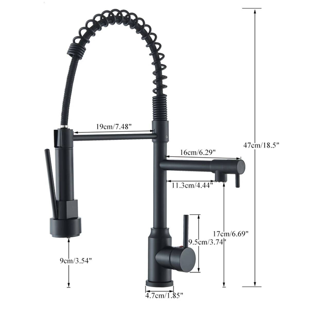 Pull Down Faucet Dual Spout Rotation Hot And Cold Water Mixer Tap Single Handle Deck Mounted Kitchen Sink Crane