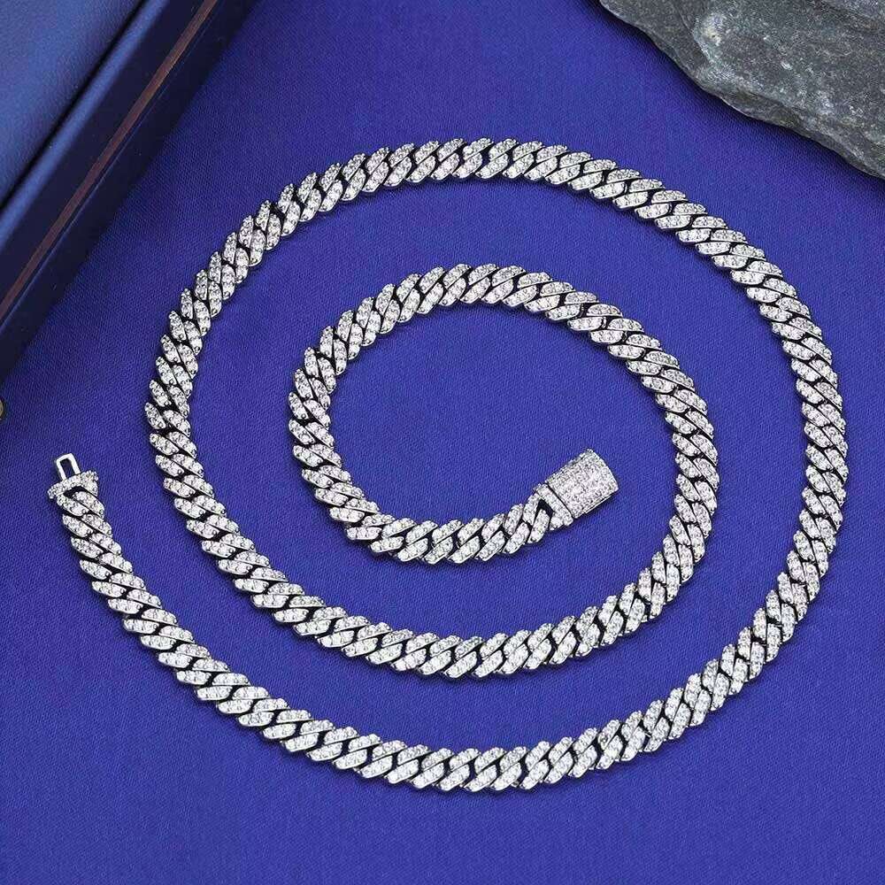 High Quality 6MM VVS Moissanite Men Hip Hop Jewelry White Gold 925 Silver Cuban Chain Necklace Women Gifts