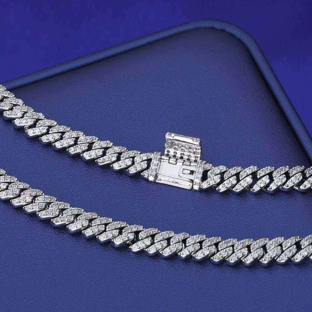 High Quality 6MM VVS Moissanite Men Hip Hop Jewelry White Gold 925 Silver Cuban Chain Necklace Women Gifts