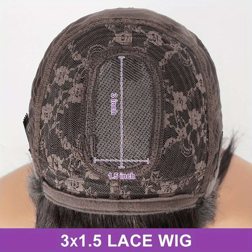 Glueless Short BOB 4X1 Lace Front - Brazilian Remy Human Hair Straight Bob With Bangs Density, No Glue Needed, Easy Wear Instant Wig Women Men | Comfo