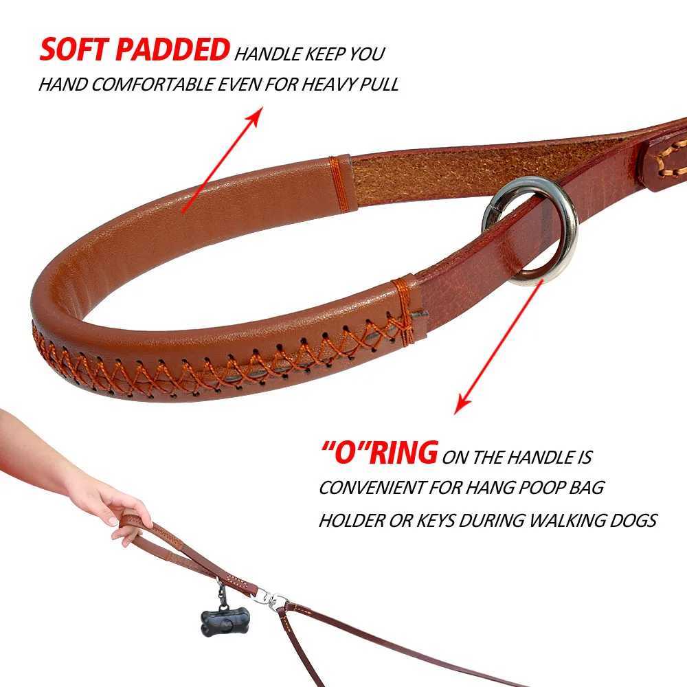 Double Dog Leash Genuine Leather Dual Dog Leash 360 Swivel Walking Training Leash For Two Dogs Soft Handle J251110