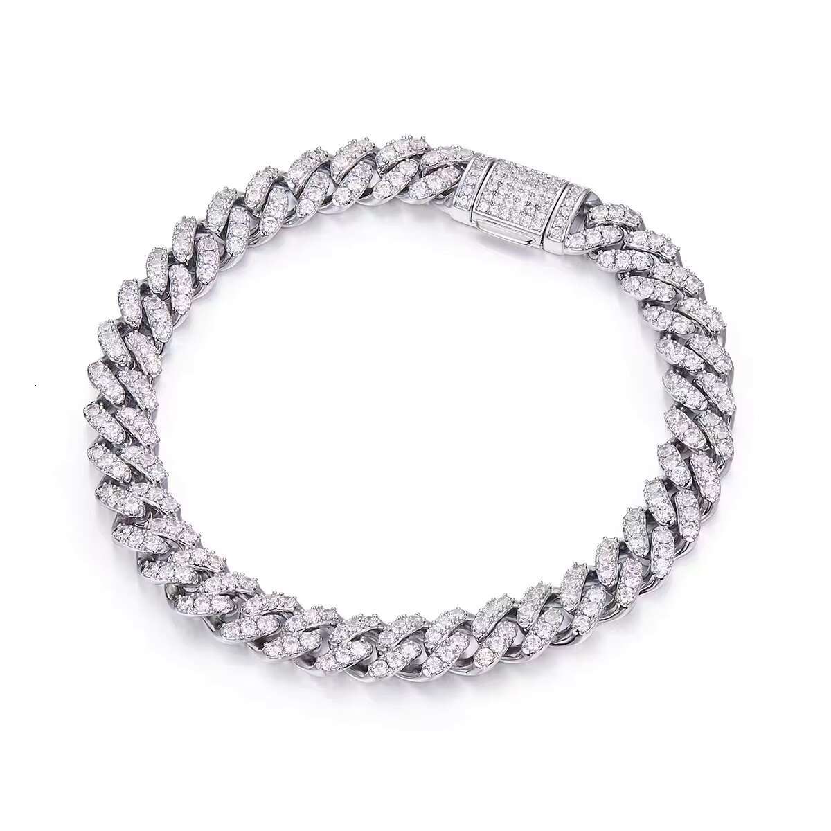 925 Sterling Silver Plated 18k Gold Iced Out Hip Hop Cuban Link Bracelet Rapper Jewelry 10MM Moissanite Cuban Chain for Men