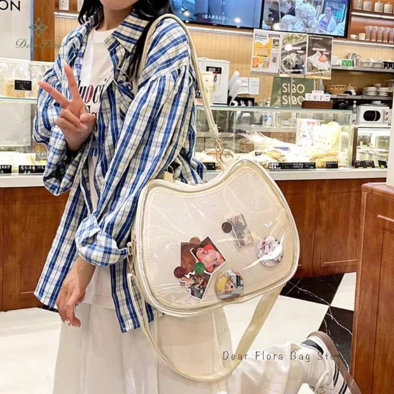 Y2K Sweet Cute Cat Ita Bag New Japanese Popular Crossbody Bags JK Uniform Shoulder Bag Girl Transparent Display Student Handbags R251110