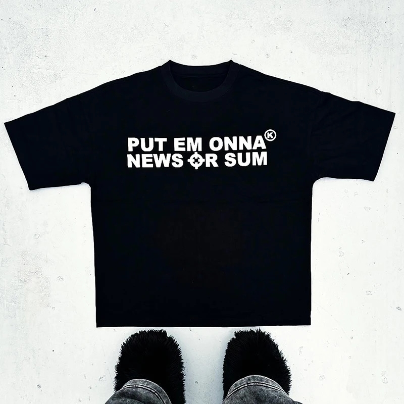 Retro letter printed Tshirt short sleeved punk Y2K streetwear hiphop gothic grunge cotton fashion black garbage mens clothing 250322Z