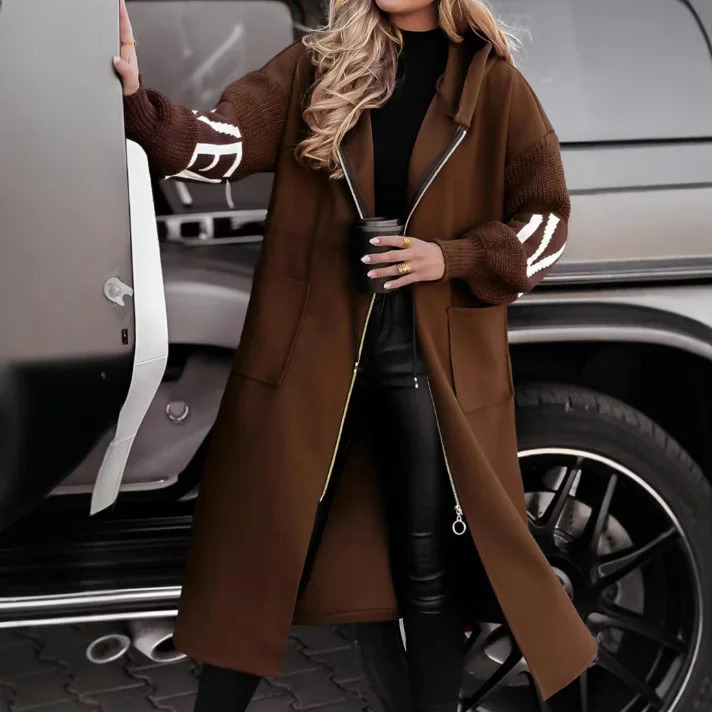 Womens Coats long hooded windproof jacket and sweater autumn winter trench womens 250410