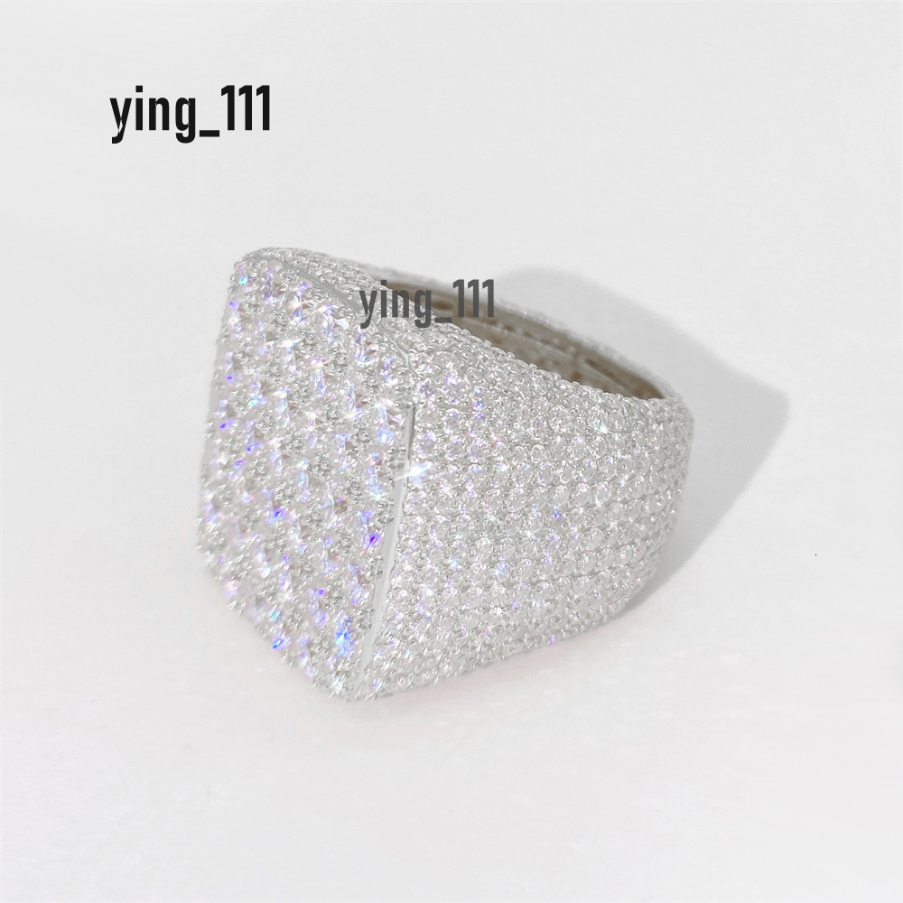 Custom Fine Jewelry Hip Hop Iced Out VVS Moissanite Ring 925 Sterling Silver Full Moissanite Men Ring Hiphop Lab Diamond Ring
