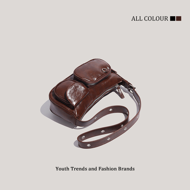 2025S New Model Designer New Ins Niche Personality Multi Pocket Casual Trendy High End Motorcycle Bag Totebag