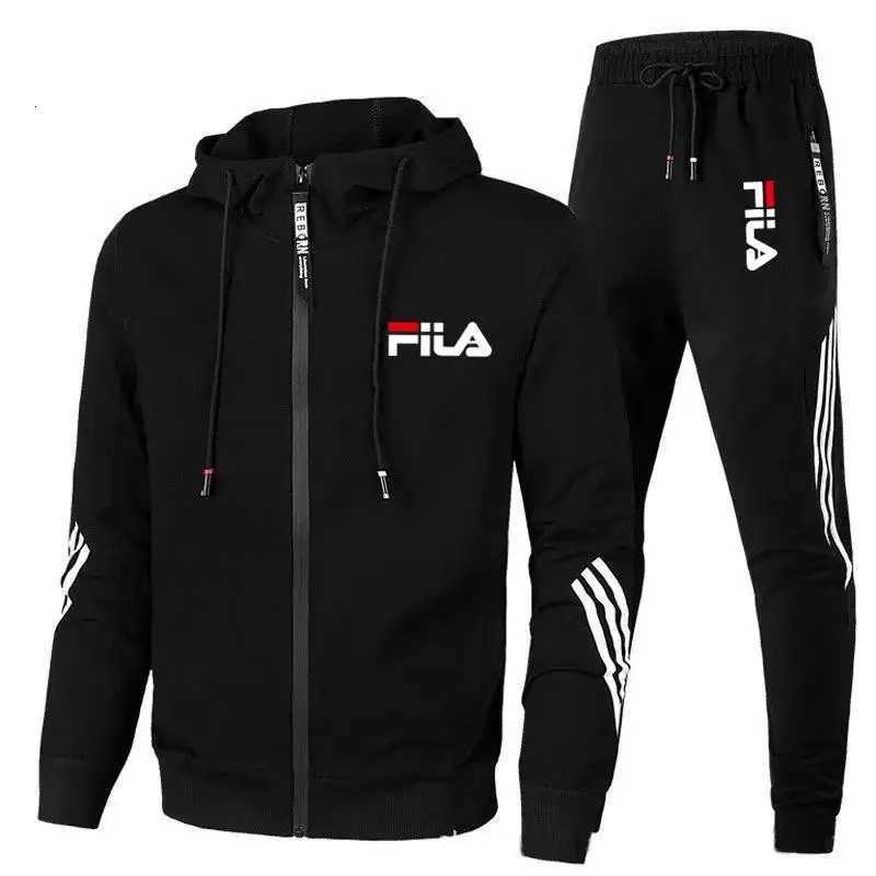 2025 Mens spring and Fall outdoor zipper jacket sweatpants jogging set Casual basketball fitness two-piece set W251110